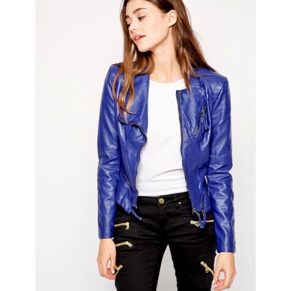 Blank NYC Jackets & Blazers - BLANK NYC Vegan Leather Blue Moto Biker Jacket